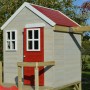 Wendi Toys Kinderspielhaus Elefant mit Veranda und Rutsche. Holzhaus mit rotem Dach und Tür.