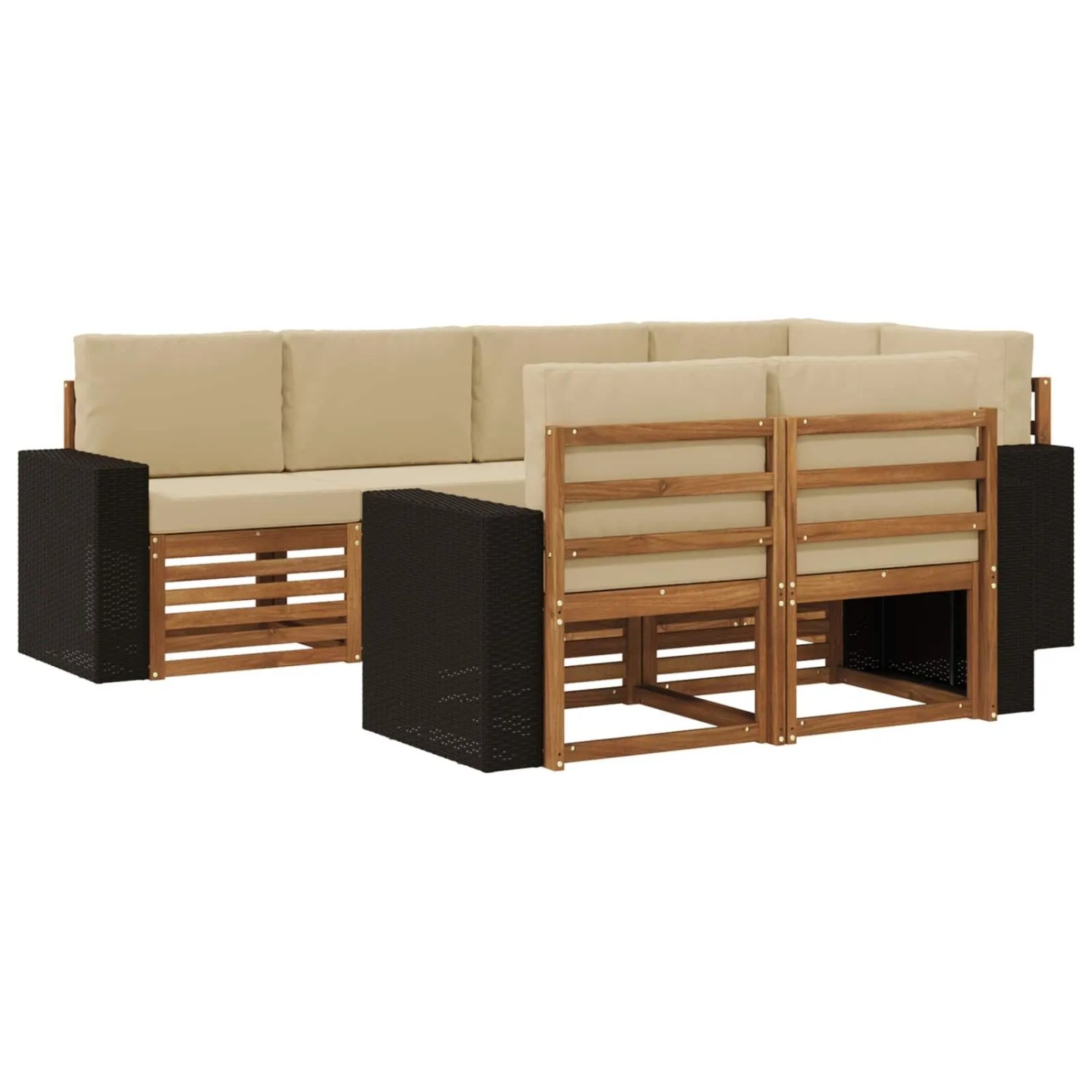 vidaXL Ecksofa Set mit Kissen 7 Stk Natur und Beige 3384484