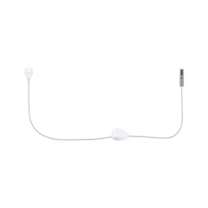 Paulmann URail Einspeisung Kabel mit weißem Eurostecker, weißem Schalter und grauem Verbinder für LED-Schienensysteme.
