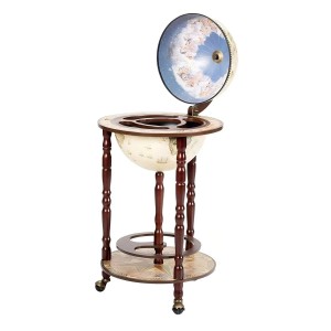 Costway Globusbar Barwagen Hausbar Servierwagen mit Rollen Beige