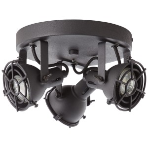 Schwarzer 3er LED-Spot Jesper von Brilliant, Deckenspot aus Metall im Industrie-Design.