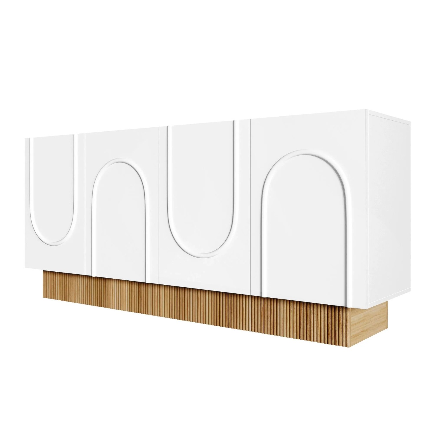 Okwish Sideboard Mit 4 Türen Stauraum Wohnzimmer 160x75x38cm Weiß