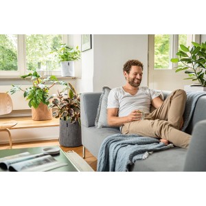 Lechuza Trendcover 32 Felt Dark natural Pflanzgefäß im Wohnraum, Filzoptik, Ø 32 cm.