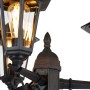 Detailaufnahme der schwarzen QAZQA Außenlaterne New Haven mit 3 Lampen und klarem Glas.
