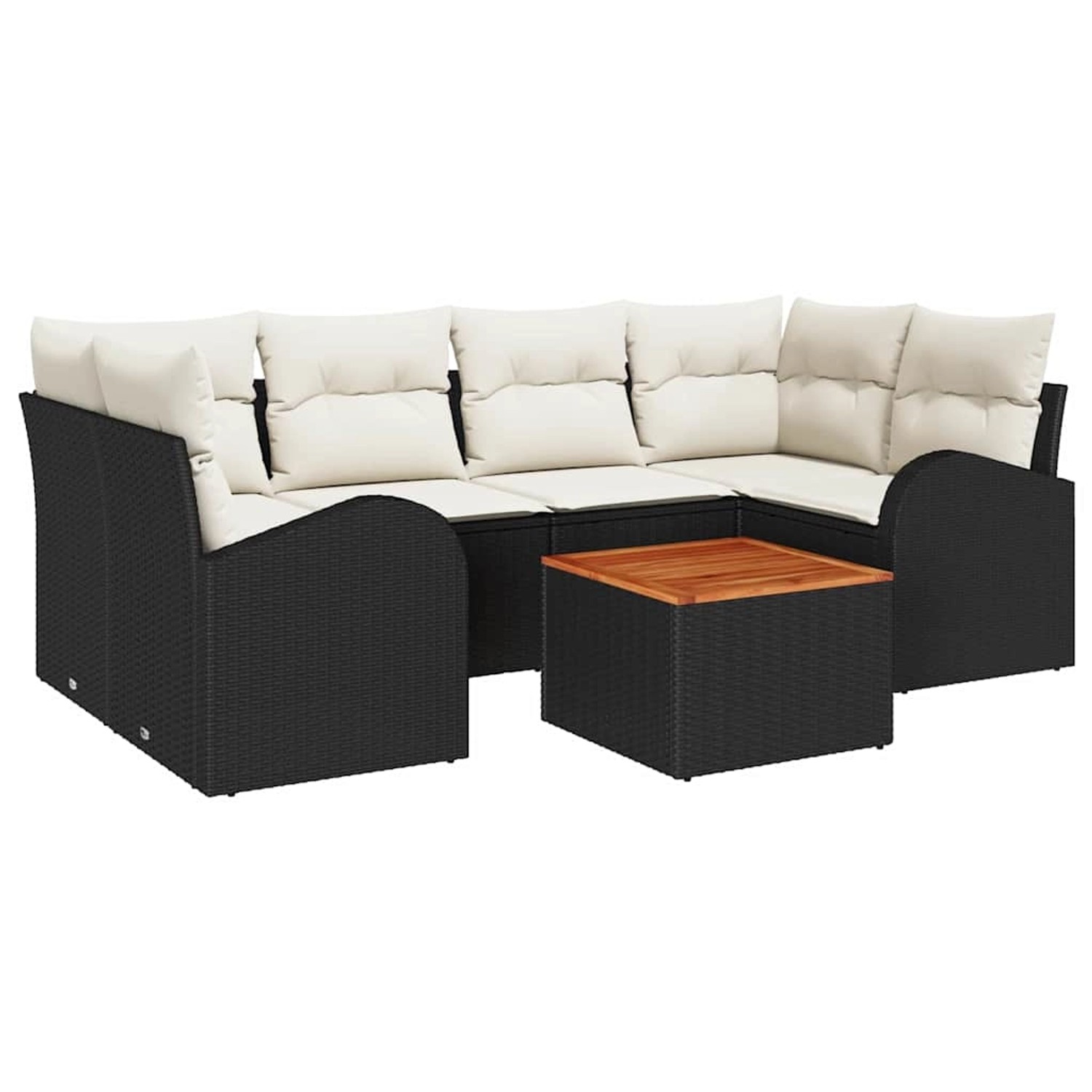 vidaXL 7-Teiliges Garten Sofa Set mit Kissen Schwarz Poly Rattan Akazie 334 günstig online kaufen