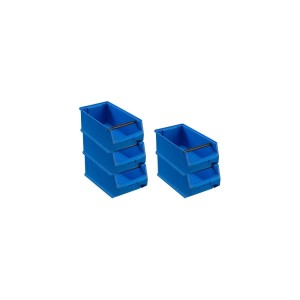 PROREGAL SparSet: 5 blaue Sichtlagerboxen (7,2 Liter) mit Griffstange, ideal für Aufbewahrungssysteme.