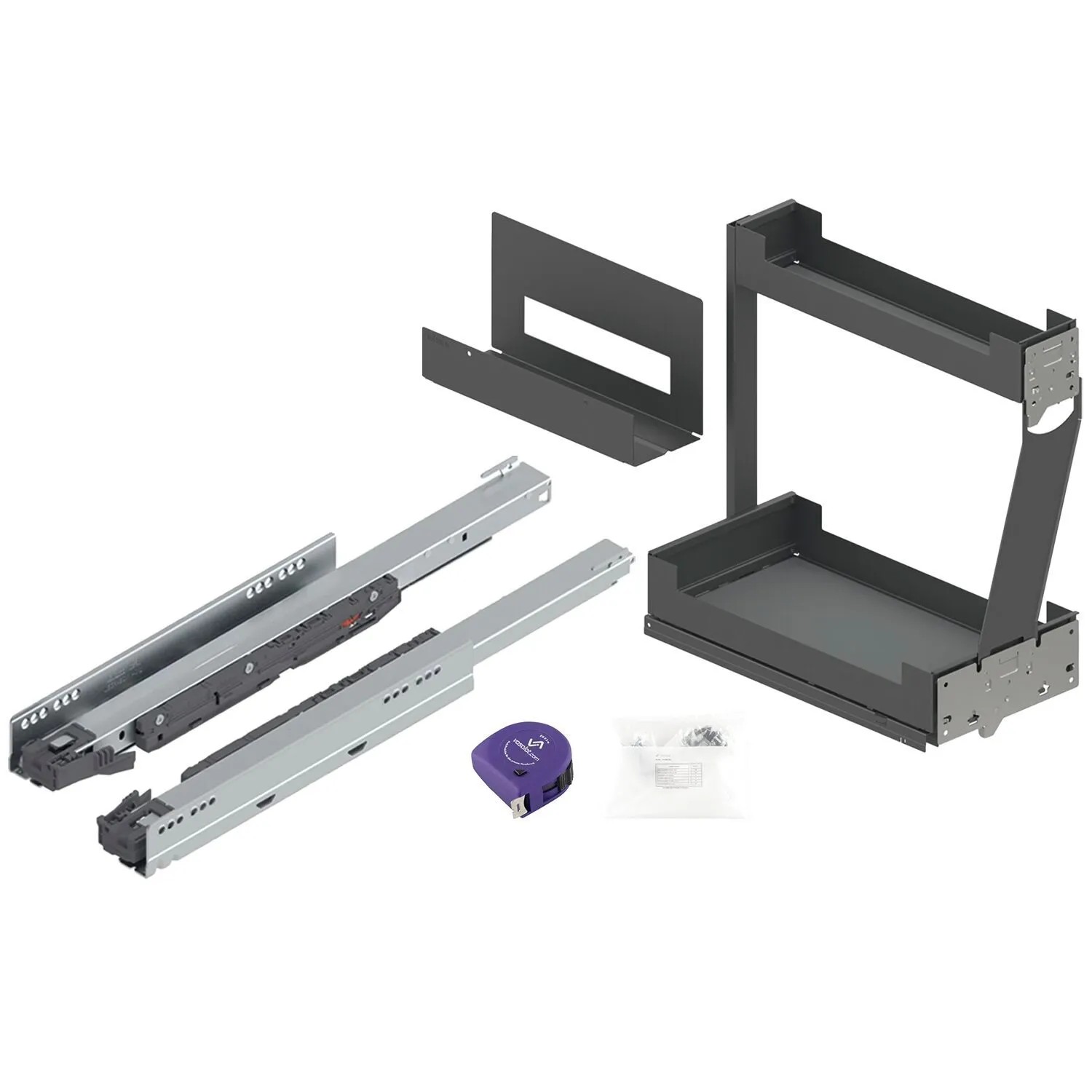 vasalat Set Pinello Board Schrankauszug 300 Rechts 2-Etagen Vollauszug Anthrazit