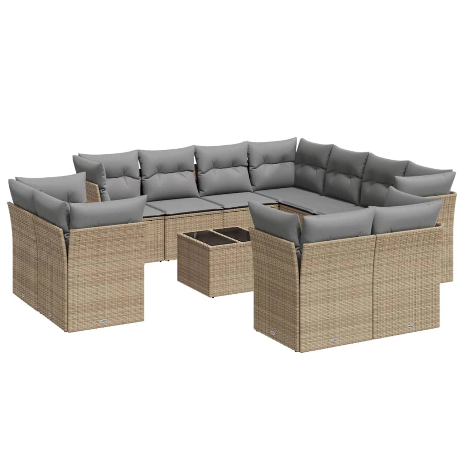 vidaXL 12-Tlg Garten-Sofagarnitur mit Kissen Beige Poly Rattan 3218519 günstig online kaufen