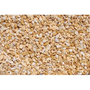 Marmorsplitt Siena-Gelb, 9-12 mm, Zierkies für Gartenwege und -beete.