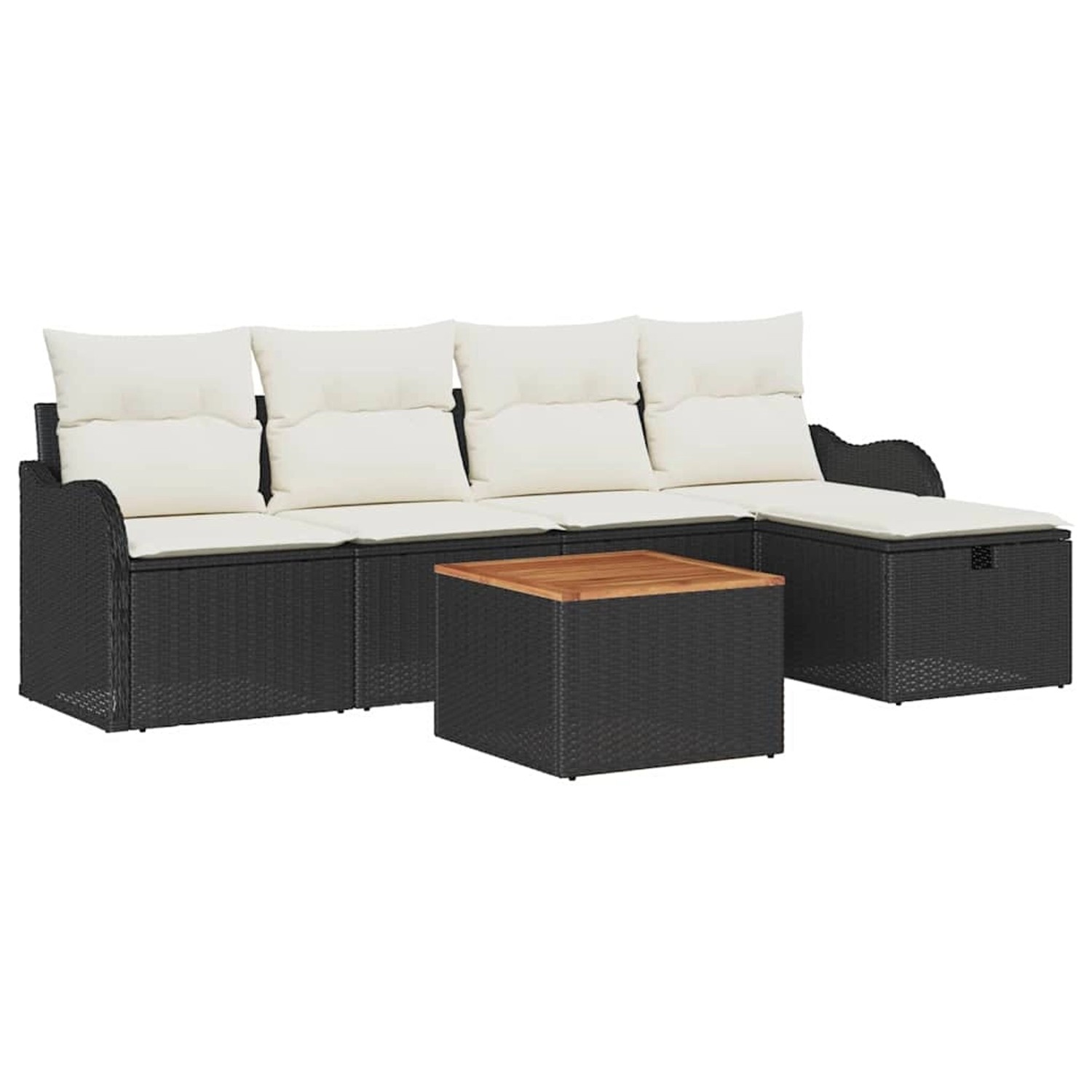 vidaXL Garten-Sofa-Set mit Kissen 6-Tlg Schwarz Poly Rattan 3359474 günstig online kaufen