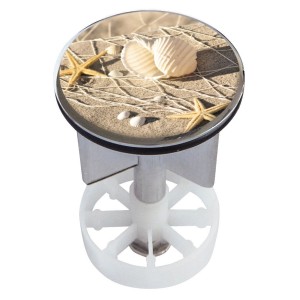 Waschbeckenstöpsel mit Strandperle Dekor, 38-40 mm, mit Haarsieb.