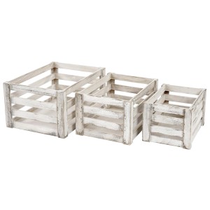 3er Set MCW Holzkisten C56 in Weiß Shabby Look, Aufbewahrungsboxen in verschiedenen Größen.