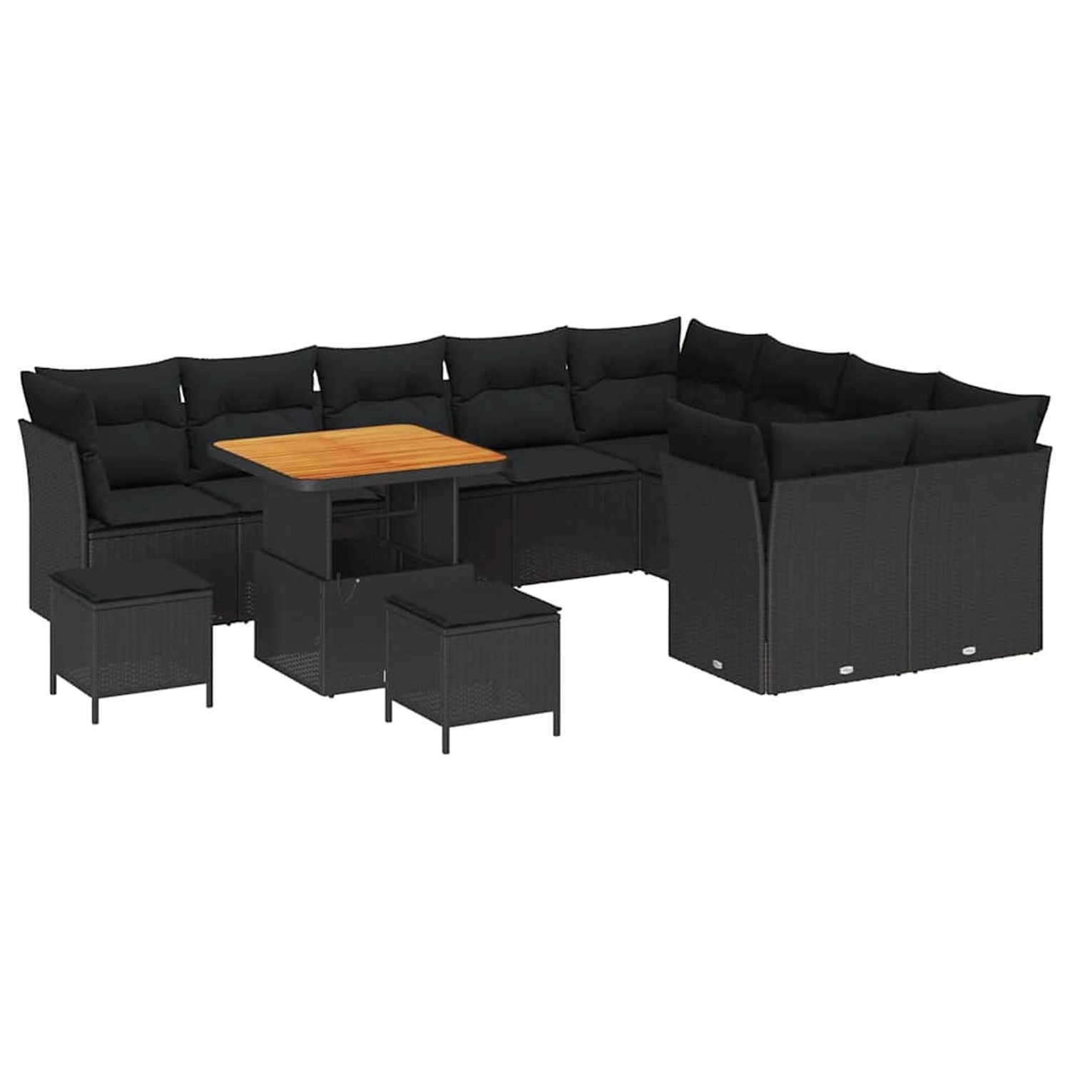 vidaXL Garten-Sofa-Set 12-Tlg Schwarz Poly Rattan 3361519 günstig online kaufen