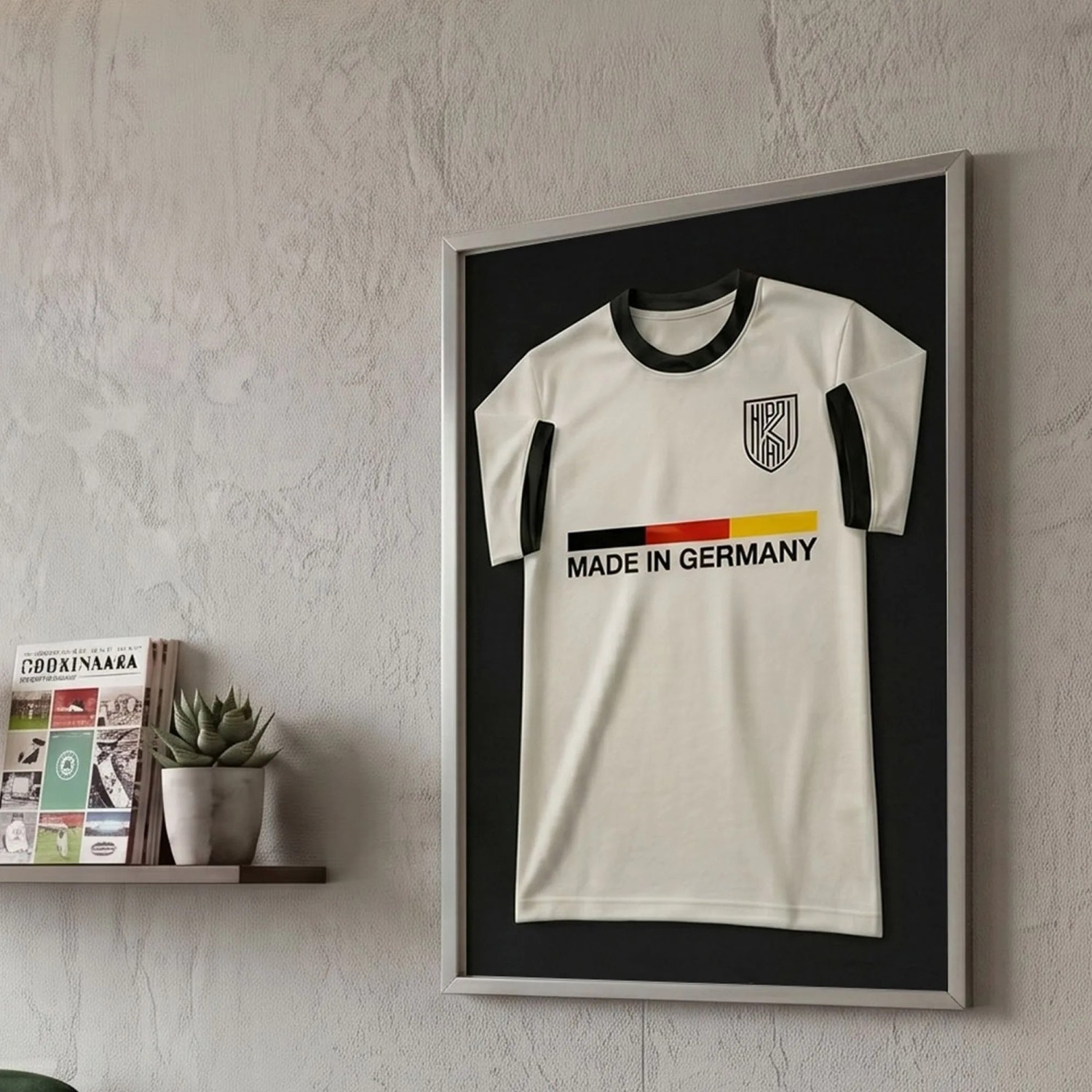 K-Möbel Echtholz Trikot Rahmen Silber 50x70 cm für Kindertrikots & Fan Shirts