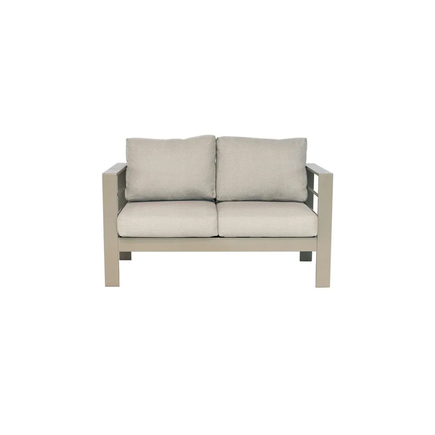 MeXo Gartensofa für Balkon 2 Sitzer Aluminium Outdoor Wetterfest Champagnerfarbe