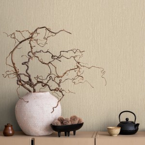 Beige-braune Marburg Vliestapete Uni mit feinen Linien, modernes Design.