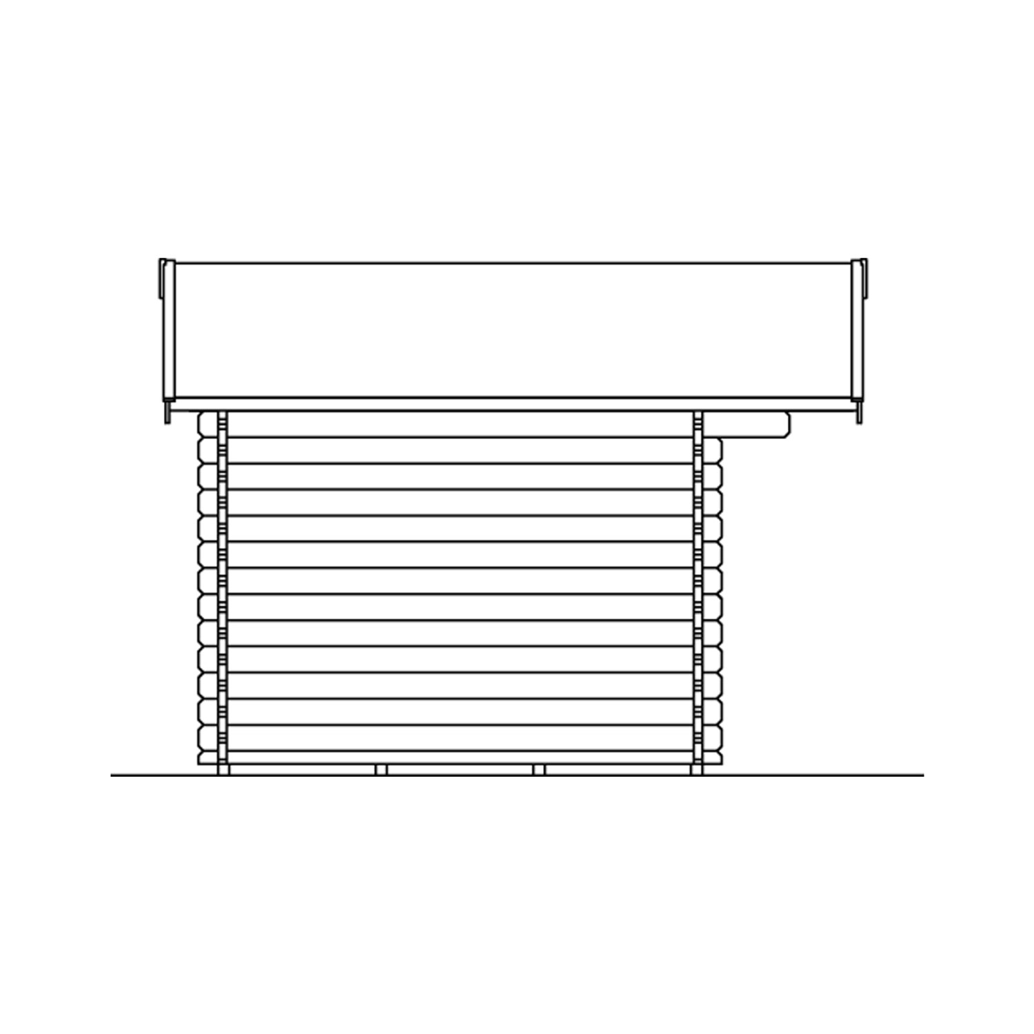 Skizze eines Skan Holz Gartenhauses Langesund 1, Natur, 340x250 cm, Seitenansicht.