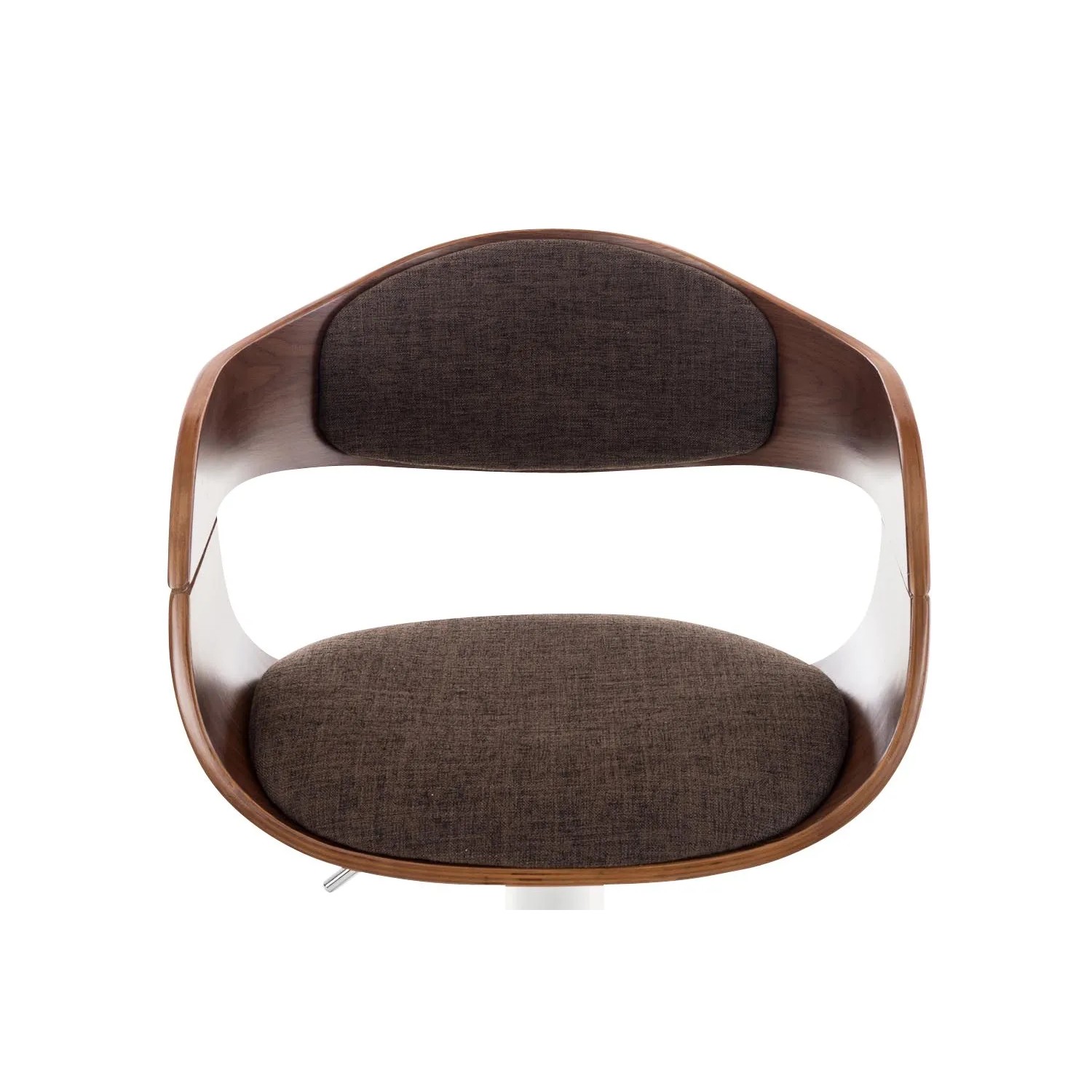 CLP Barhocker Kingston: Brauner Stoffbezug, gebogene Walnuss-Holzschale. Moderner Hocker.