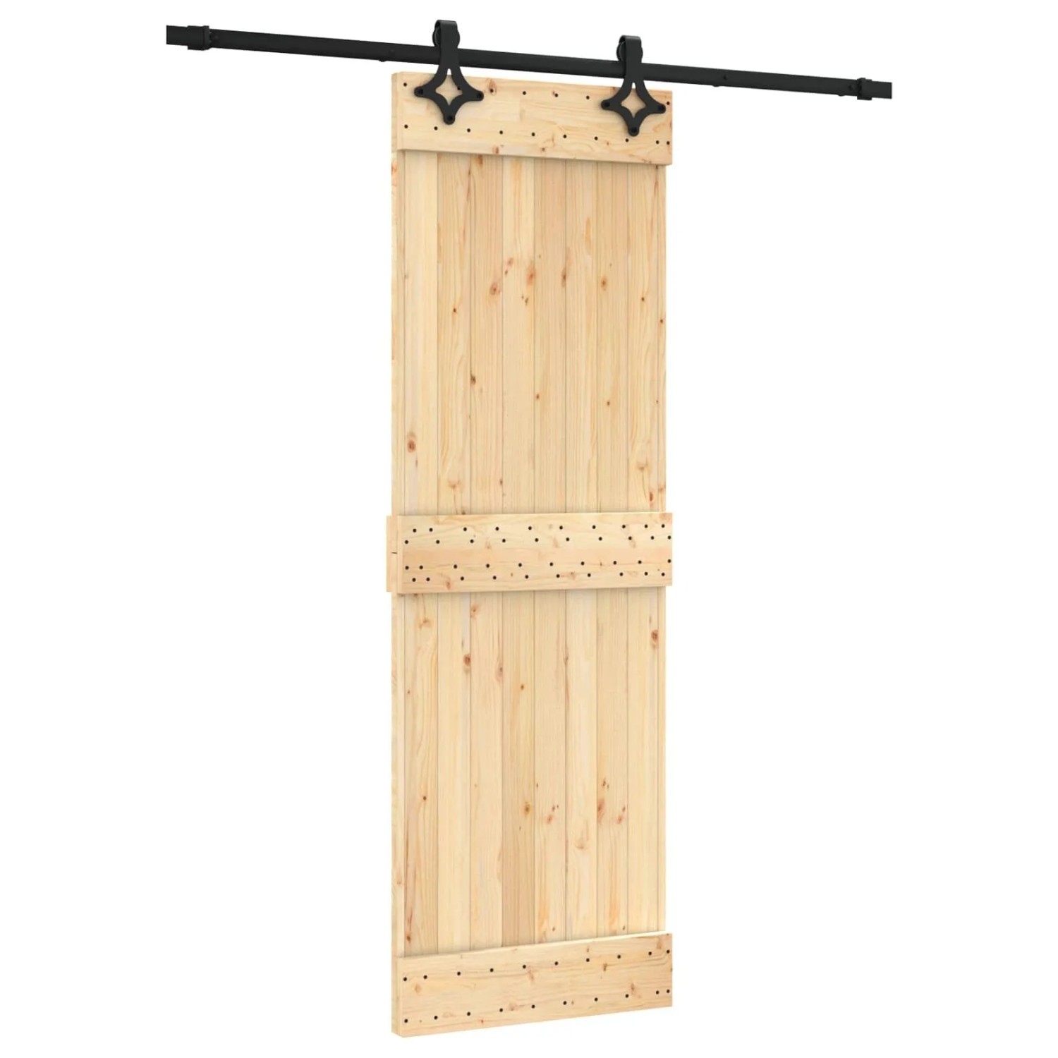 vidaXL Schiebetür Natur und Schwarz 70 x 210 cm Massivkiefer 3445061