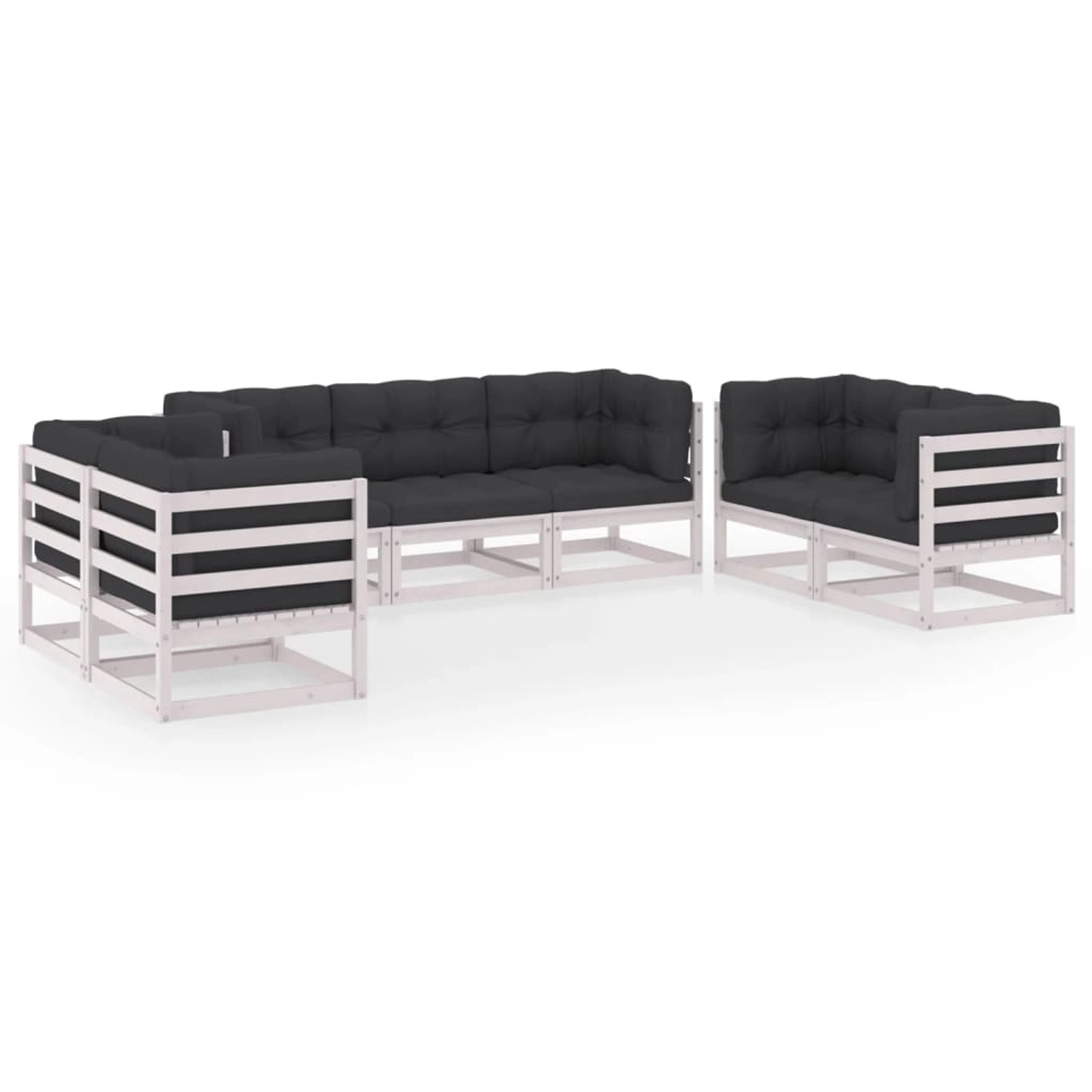 vidaXL 7-tlg Garten-Lounge-Set mit Kissen Kiefer Massivholz Modell 14