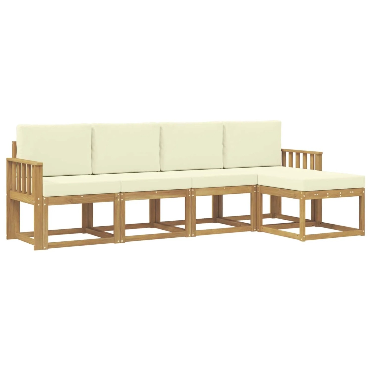 vidaXL Outdoor-Sofagarnitur mit Kissen 5-Tlg Weiß und Creme 3387484