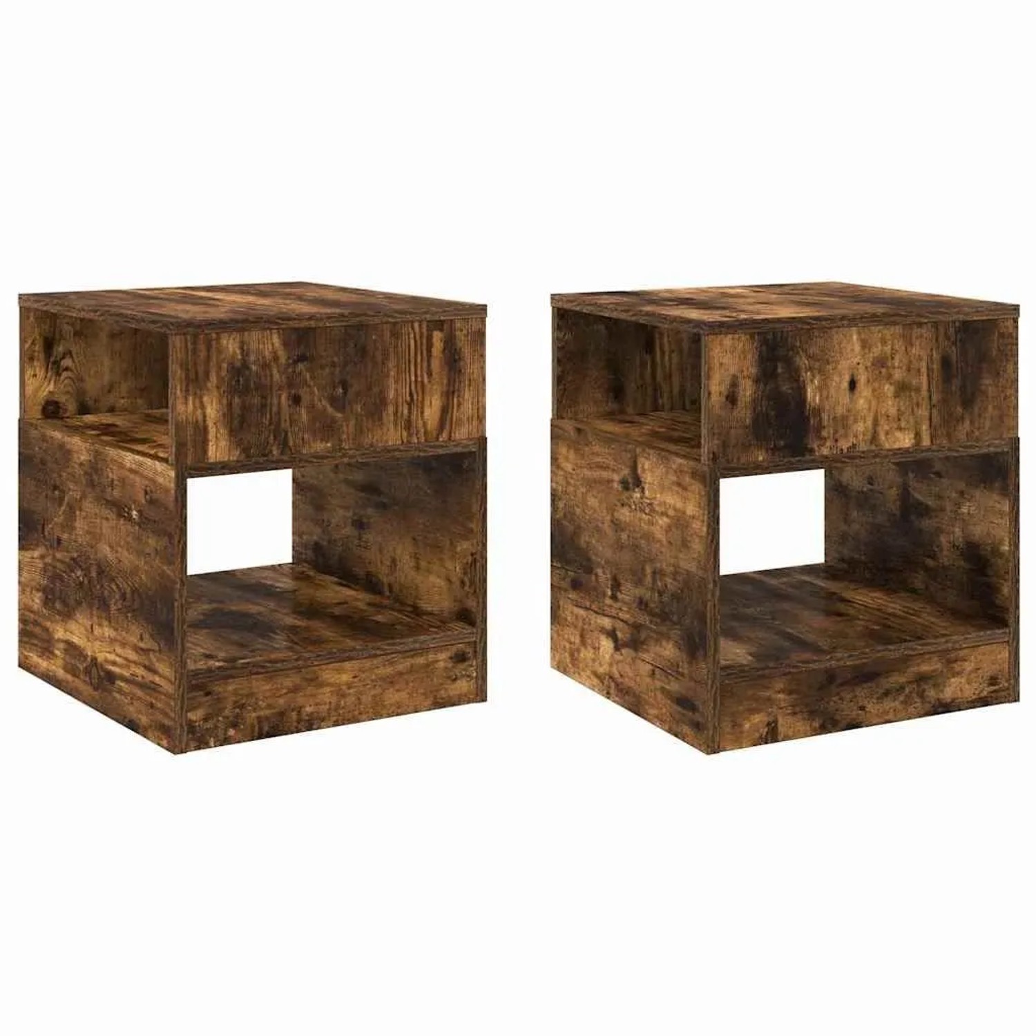 vidaXL Beistelltisch 2 Stk Geräucherte Eiche 40,5 x 40 x 45 cm 890921