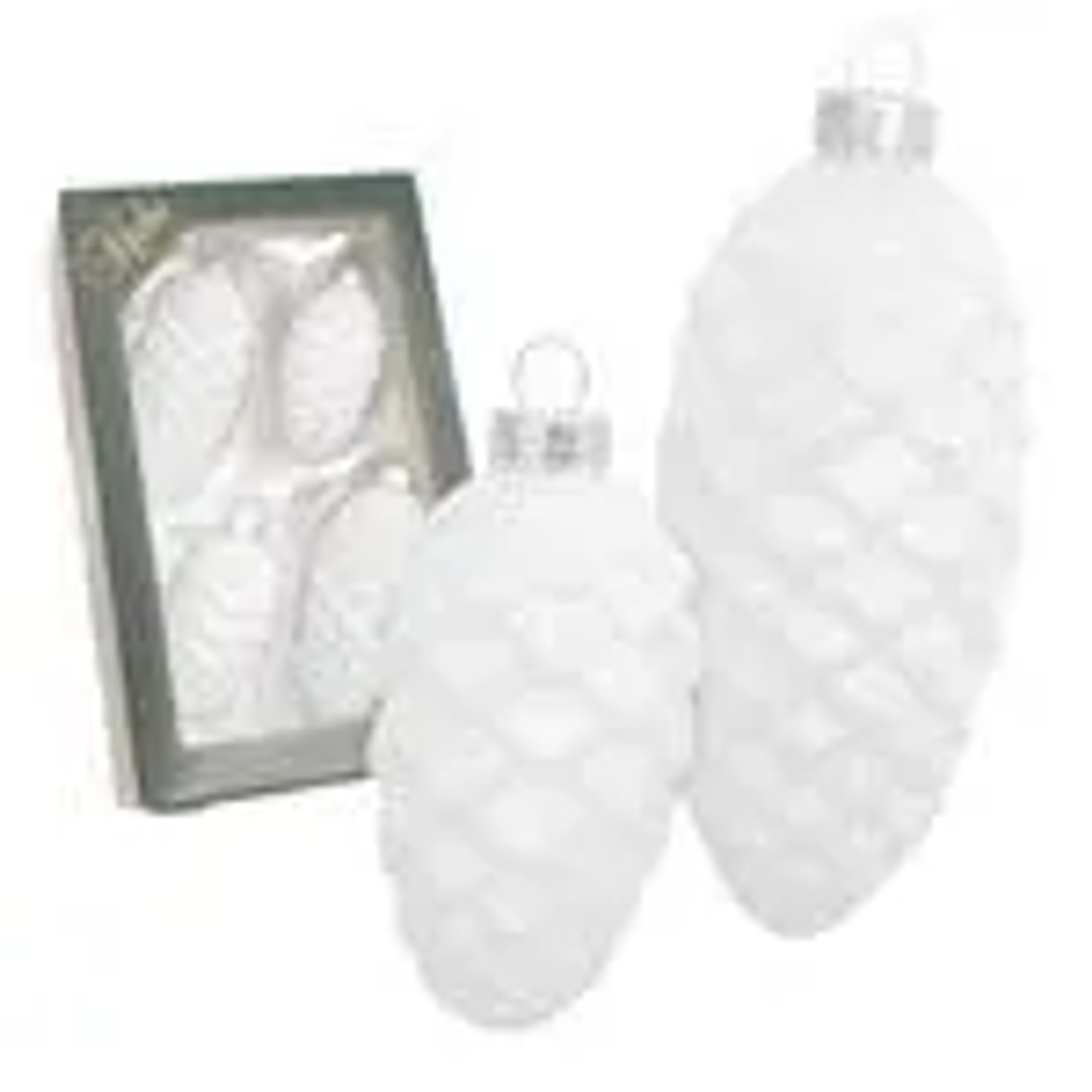 Krebs Glas Lauscha GmbH Christbaumschmuck Tannenzapfen Glas Ø 4 cm Länge 8/10 cm 4 Stück weiß