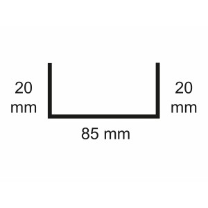 Sarei U-Profil 20/85/20 HG17: Schemazeichnung mit Maßangaben.