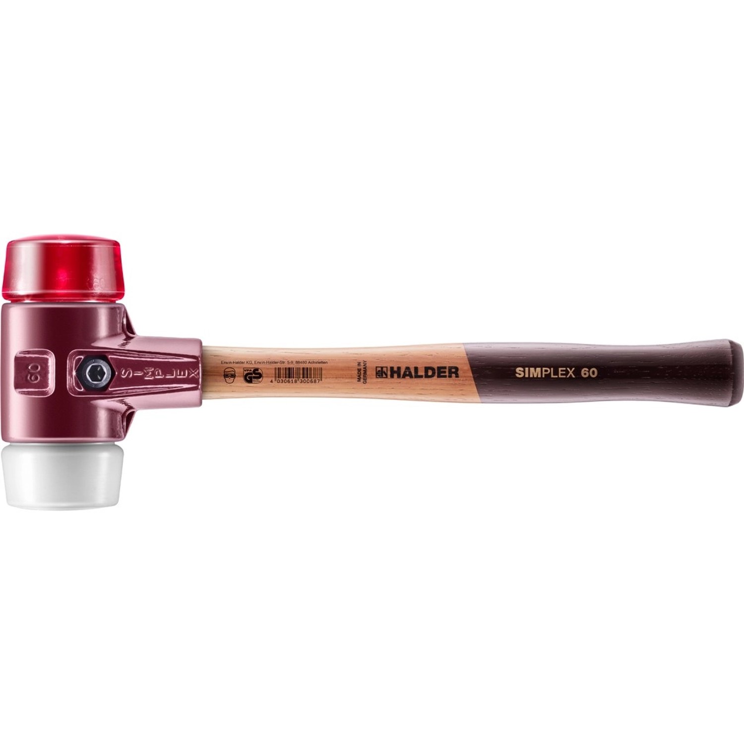 Halder Simplex Schonhammer Ø 60 mm Plastik Rot   Superplastik mit Tempergus günstig online kaufen