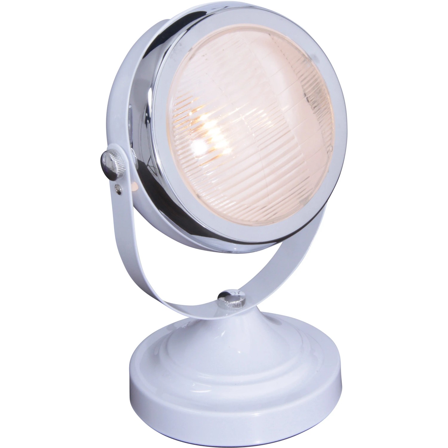 Weiße Näve Tischleuchte Carlamp im Retrodesign aus Metall und Glas.