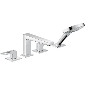 Hansgrohe Metropol 4-Loch Wannenrandarmatur in Chrom mit Handbrause.
