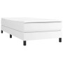 Weißes vidaXL Boxspringbett (90x190 cm) mit Matratze und Kunstlederbezug.