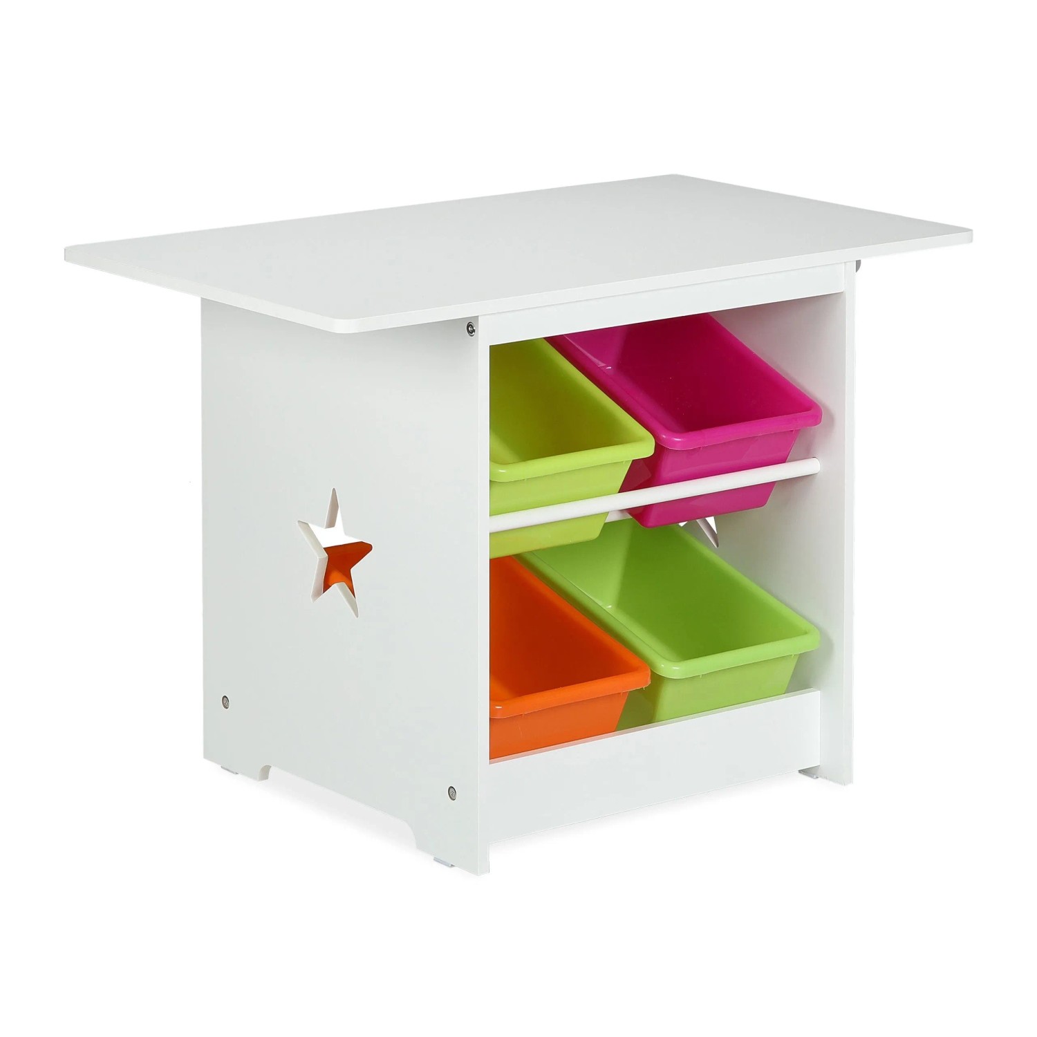 Relaxdays Kindersitzgruppe MDF Kunststoff Weiß mit Stauraum 52 cm x 75 cm x 46 cm