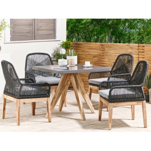 Beliani Gartentisch Set OLBIA Hellgrau 90x90x76