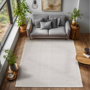 Ayyildiz Kurzflorteppich Loom 4300 in Creme, 200x290 cm im Wohnzimmer.