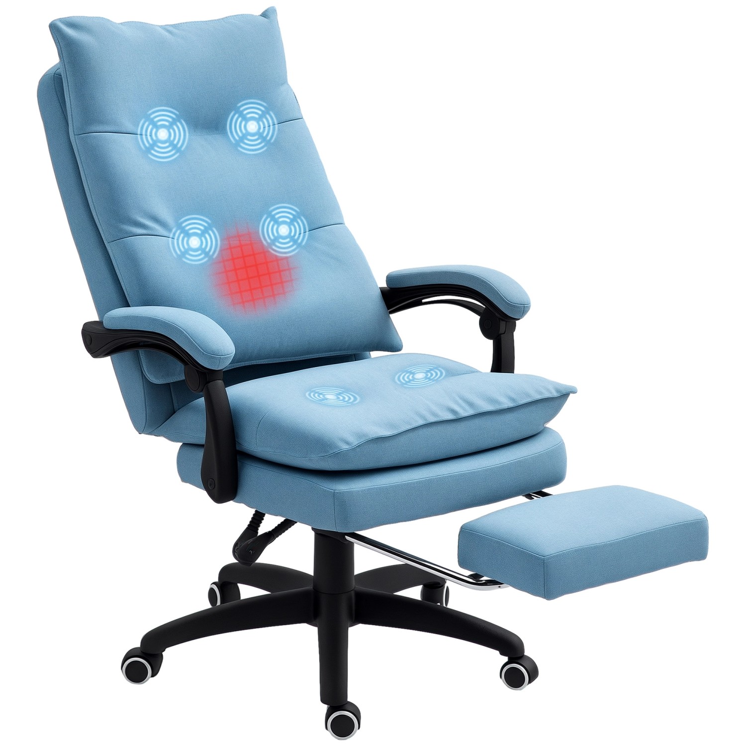 Vinsetto Bürostuhl mit Massagefunktion Polyester Blau 70B x 62T x 120-130H günstig online kaufen