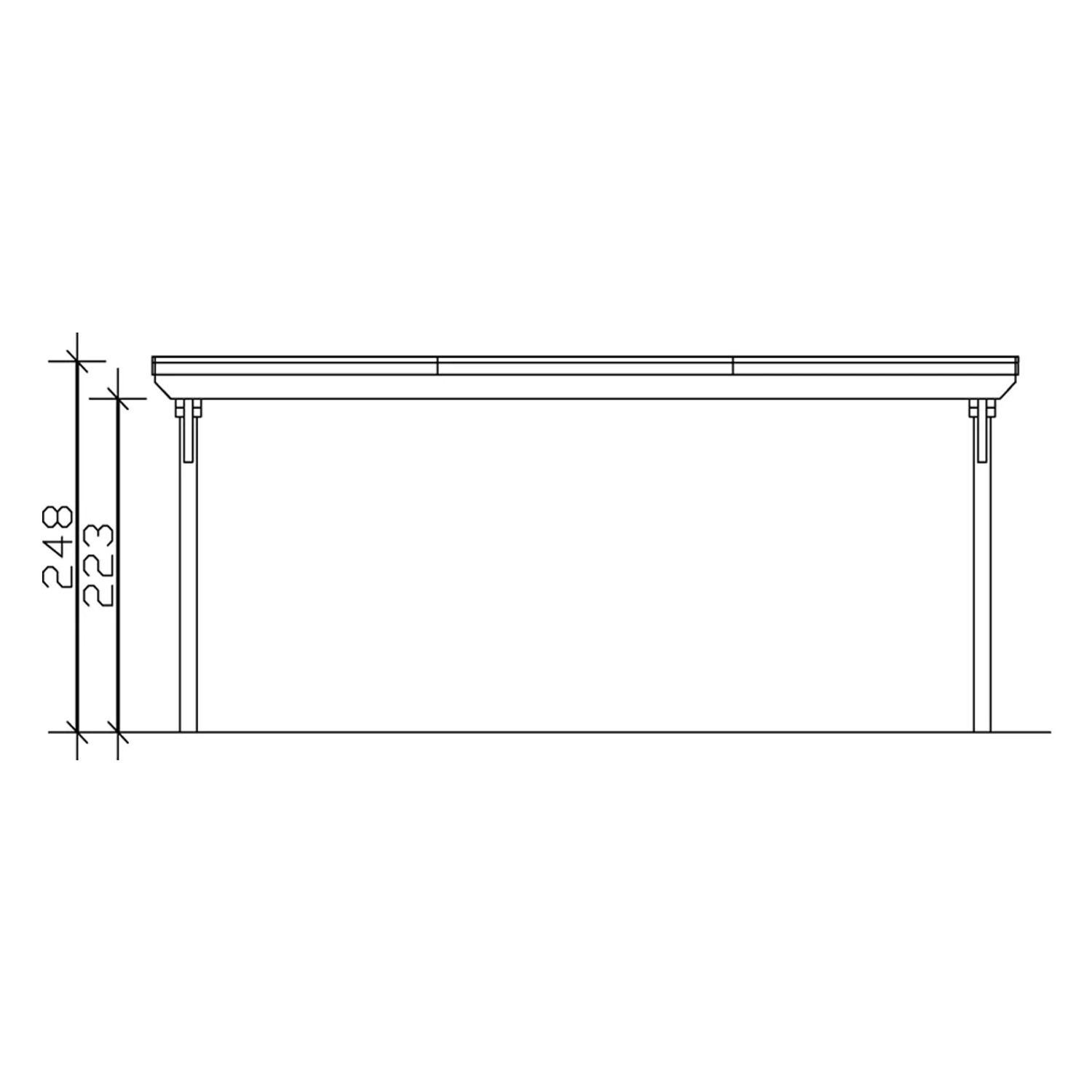 Skizze Skan Holz Doppelcarport Emsland mit Höhenangaben, ideal für zwei Stellplätze.