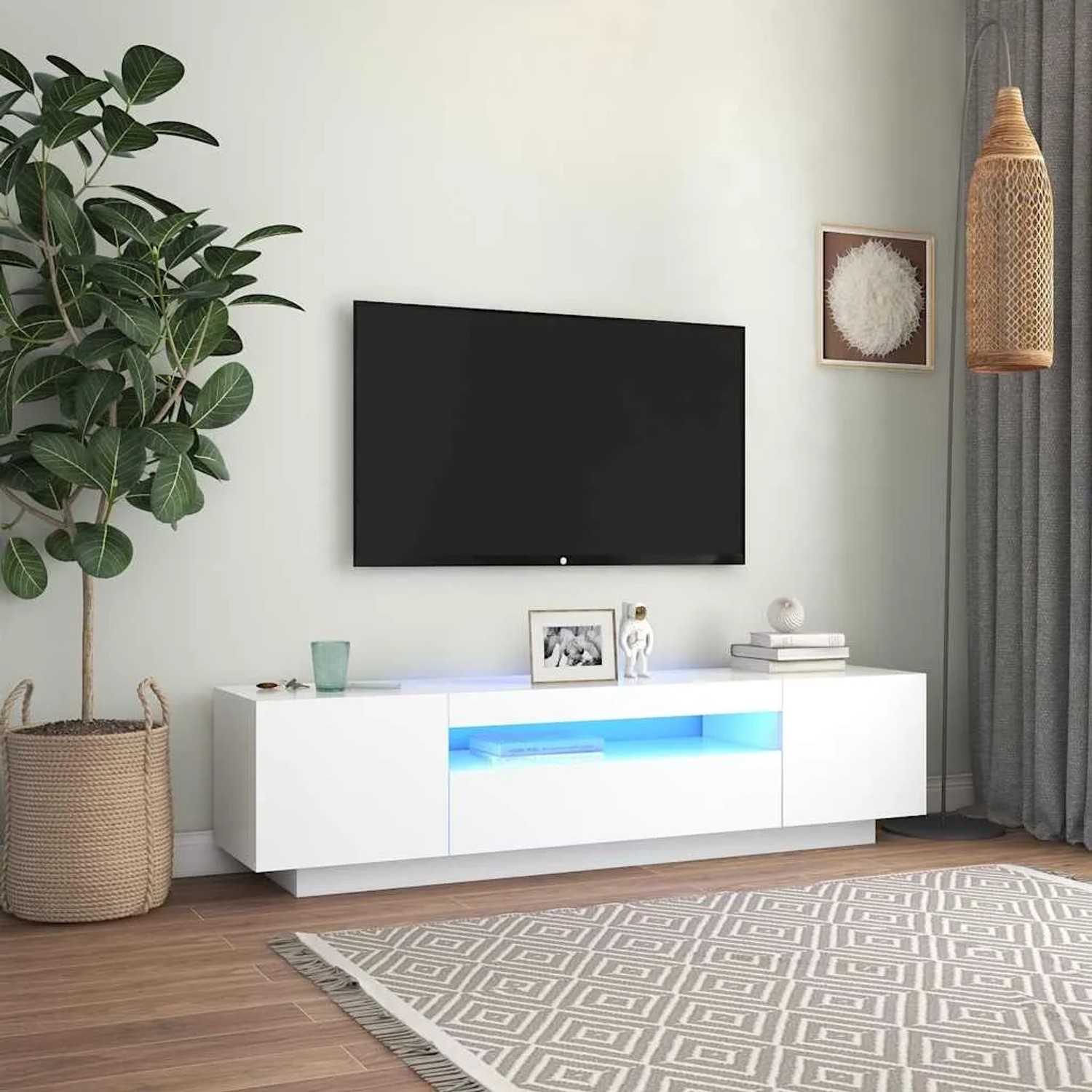 vidaXL TV-Schrank mit LED-Leuchten Weiß 160x35x40 cm 804427_2