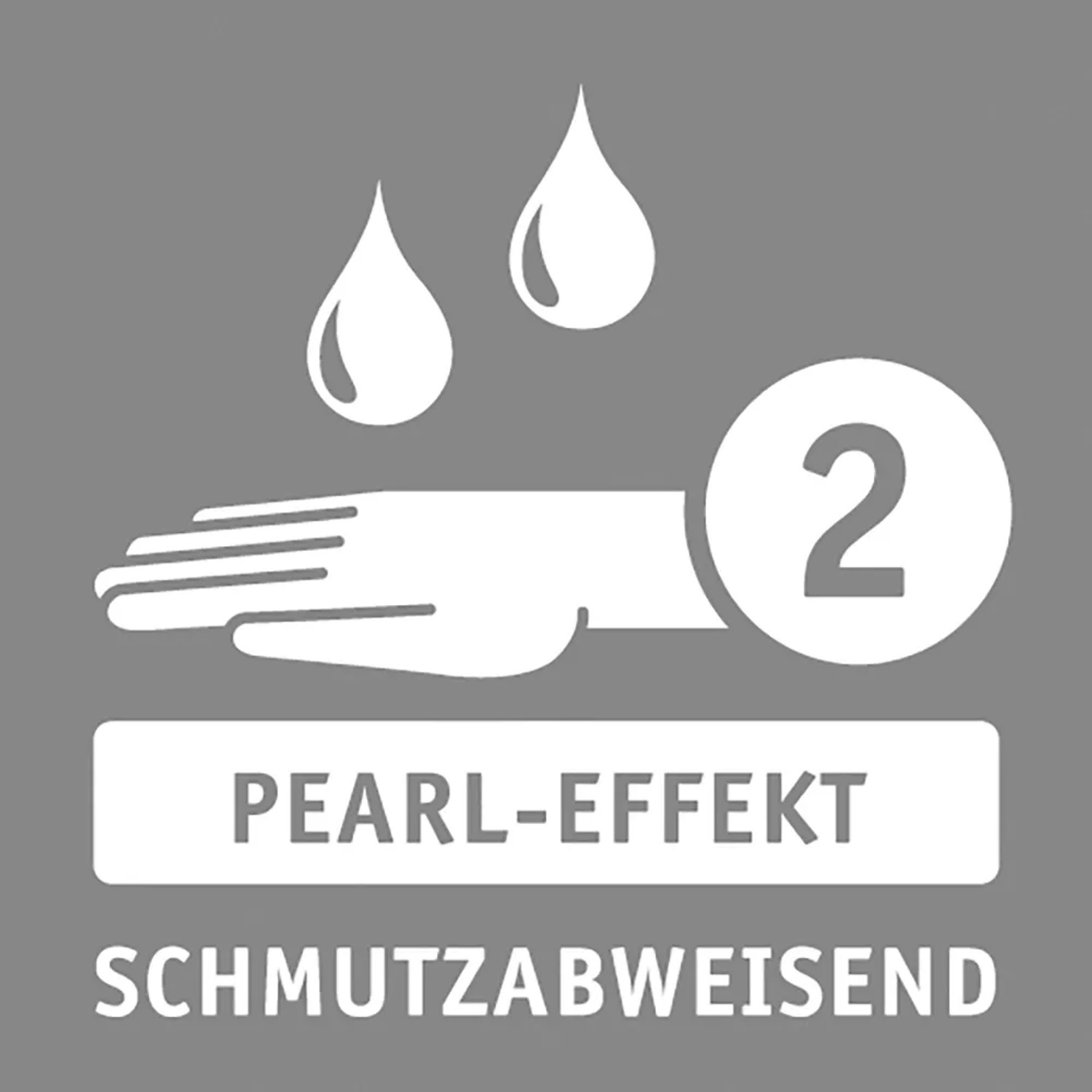Symbol für Pflasterstein Rona Quarzit: Wasserabweisend mit Pearl-Effekt und Schutzstufe 2.
