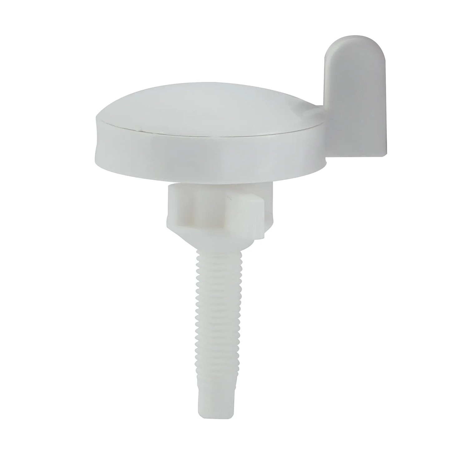 Weißer MSV WC-Sitz aus Polypropylen, Detailaufnahme der Befestigung.