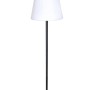 LED-Solar-Stehlampe Outdoor von Frank Flechtwaren mit schwarzem Fuß und weißem Schirm.