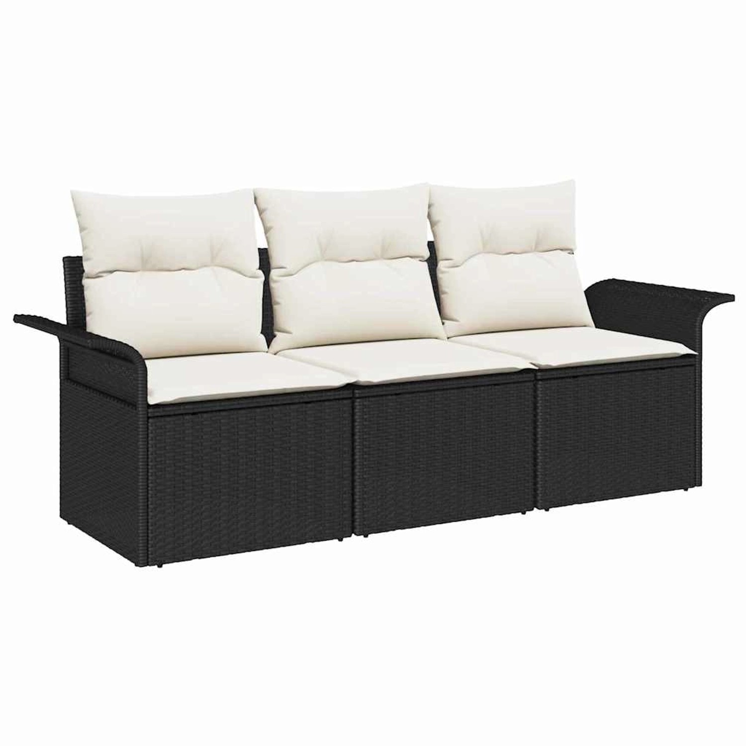 vidaXL Garten-Sofa-Set mit Kissen 3-Tlg Schwarz Poly Rattan 3353886 günstig online kaufen