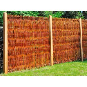 T & J Weidengeflechtzaun Fuego, 180x180 cm, mit Rahmen aus Kiefernholz für optimalen Sichtschutz im Garten.