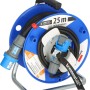 Brennenstuhl Camping-Kabeltrommel mit 25m Kabel, CEE Stecker und blauem Trommelkörper.