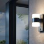 Moderne Eglo LED Außenwandleuchte Atollari, 2-flammig, anthrazit und weiß, mit Bewegungsmelder.