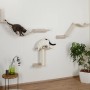 Beige Kerbl Kletterwand Zugspitze für Katzen, 5-teilige Wandmontage mit zwei Katzen.