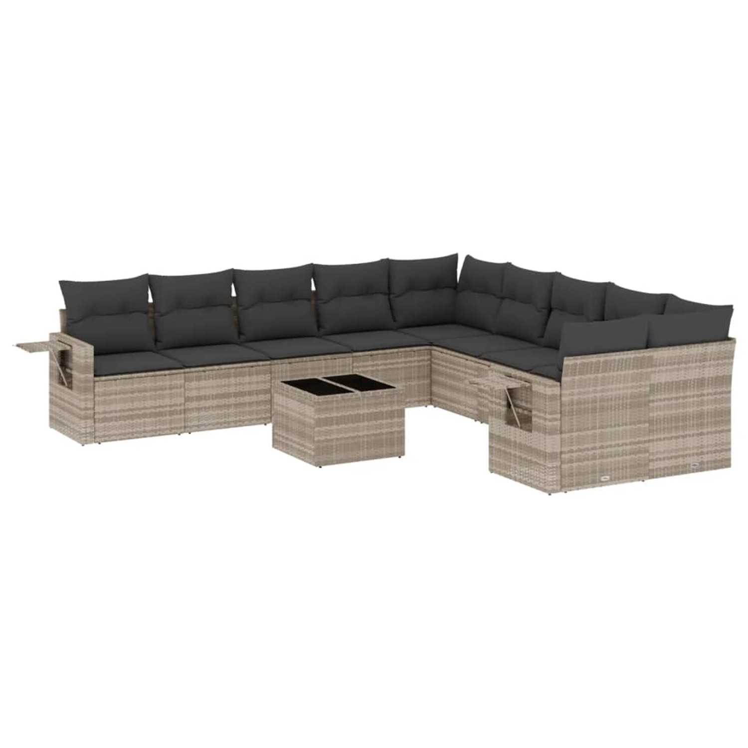 vidaXL 11-Tlg Garten-Sofagarnitur mit Kissen Hellgrau Poly Rattan 3253059 günstig online kaufen