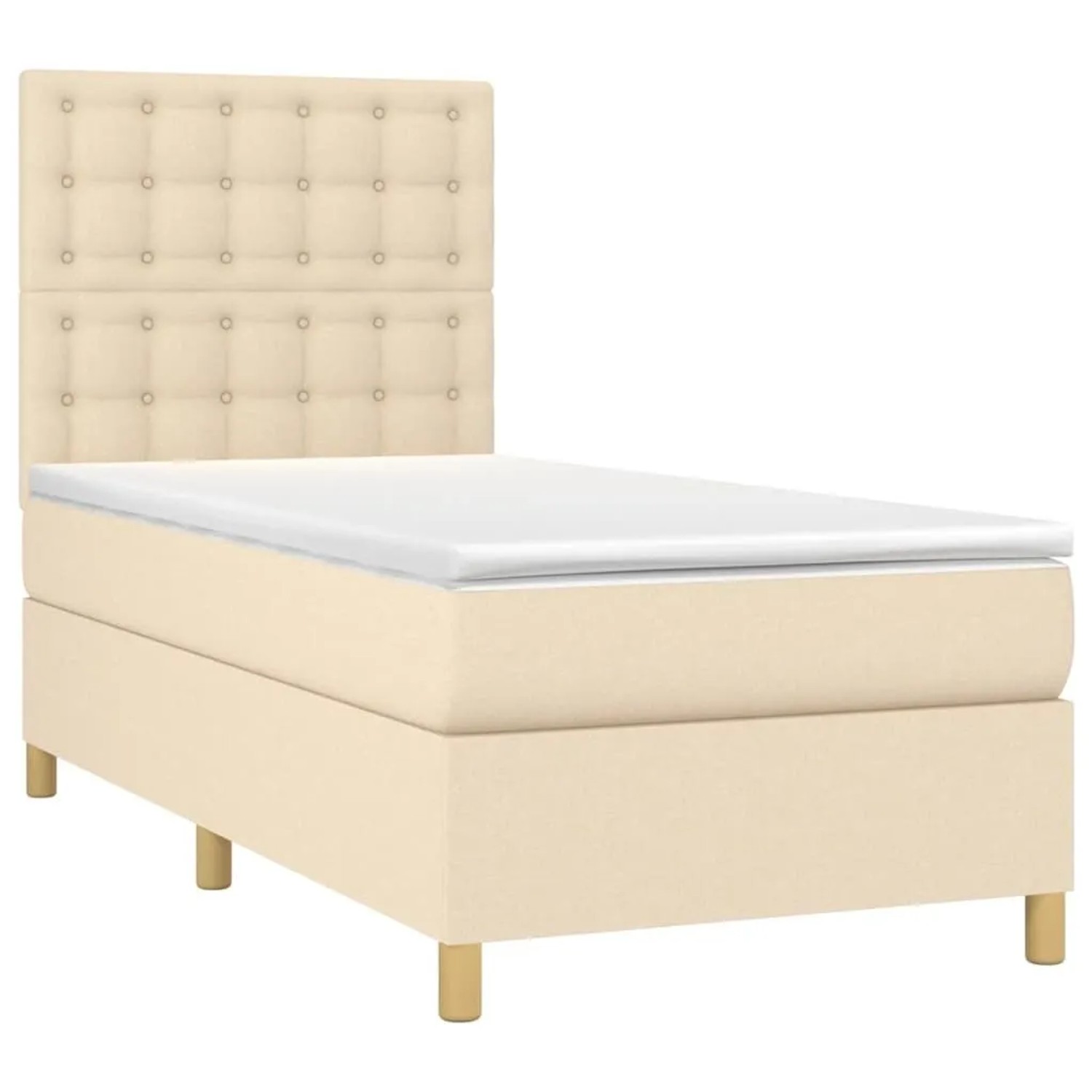 vidaXL Boxspringbett mit Matratze & LED Creme 90x190 cm Stoff 3135722 günstig online kaufen