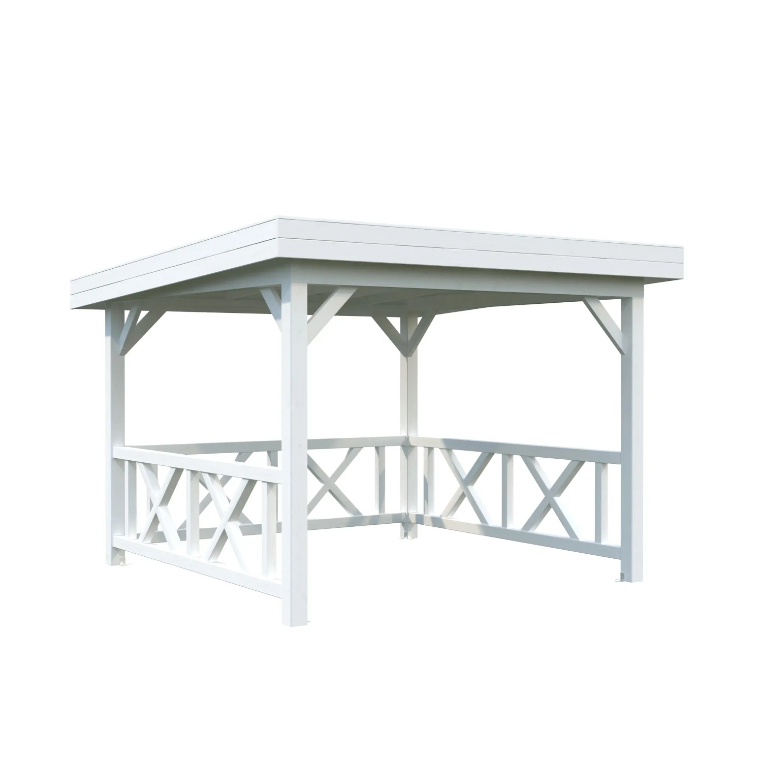 Palmako Pavillon Lenna Set, 300x300 cm, weiß lackiert, mit Geländer. Weekendhaus für den Garten.