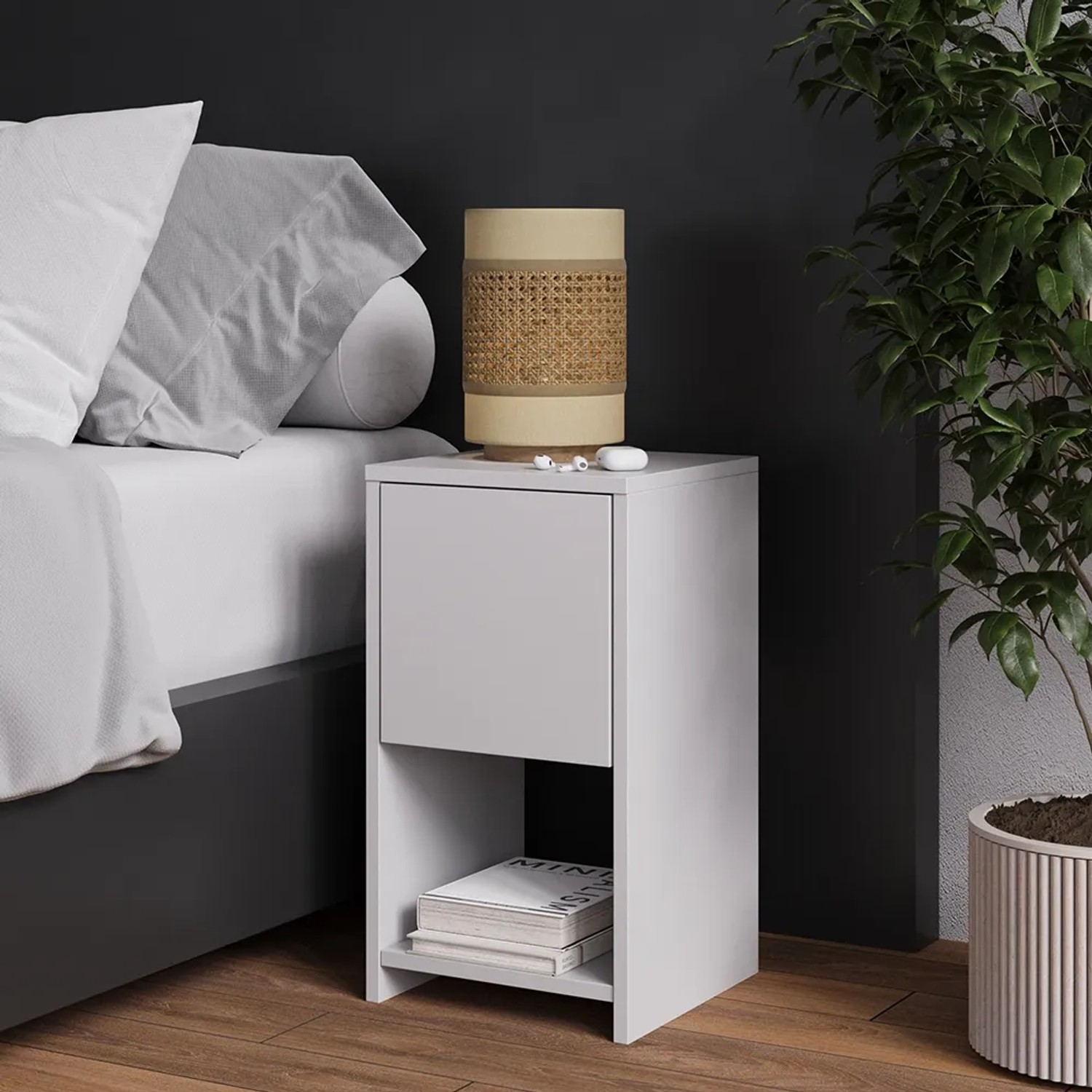 Vicco Nachttisch Evo Weiß 30 x 55 mit Schublade_3